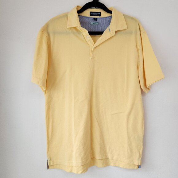 Peter Millar Collection Yellow Short Sleeve Polo Shirt Golfing Perfect Pique Men - Picture 1 of 7